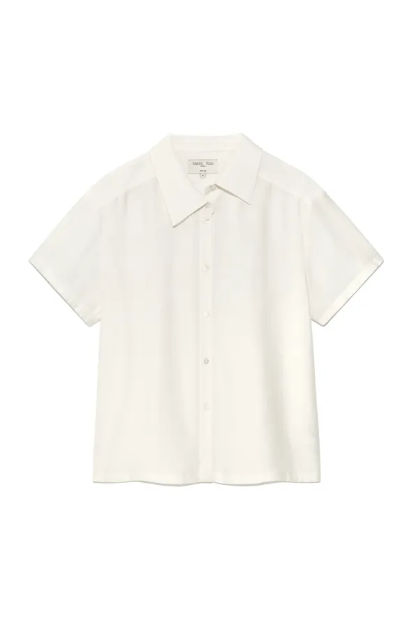 UNBALANCE COLLAR HALF SHIRT IN IVORY