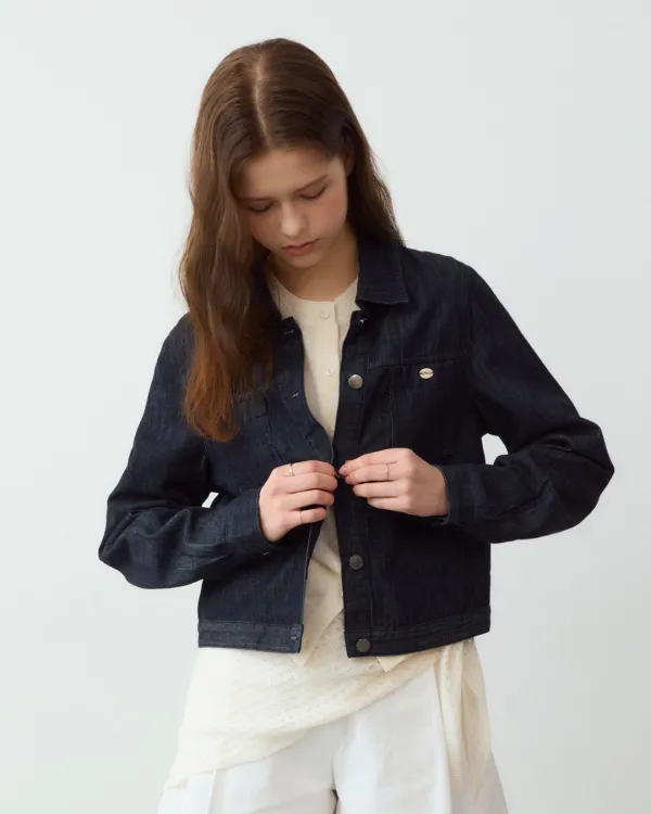 Minimal raw denim jacket - deep blue