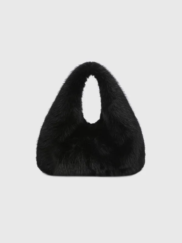 (W) FAUX-FUR LEATHER SHOULDER BAG_ BLACK