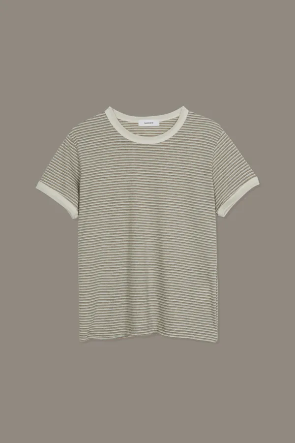 HAZEL STRIPE HALF T(BEIGE)