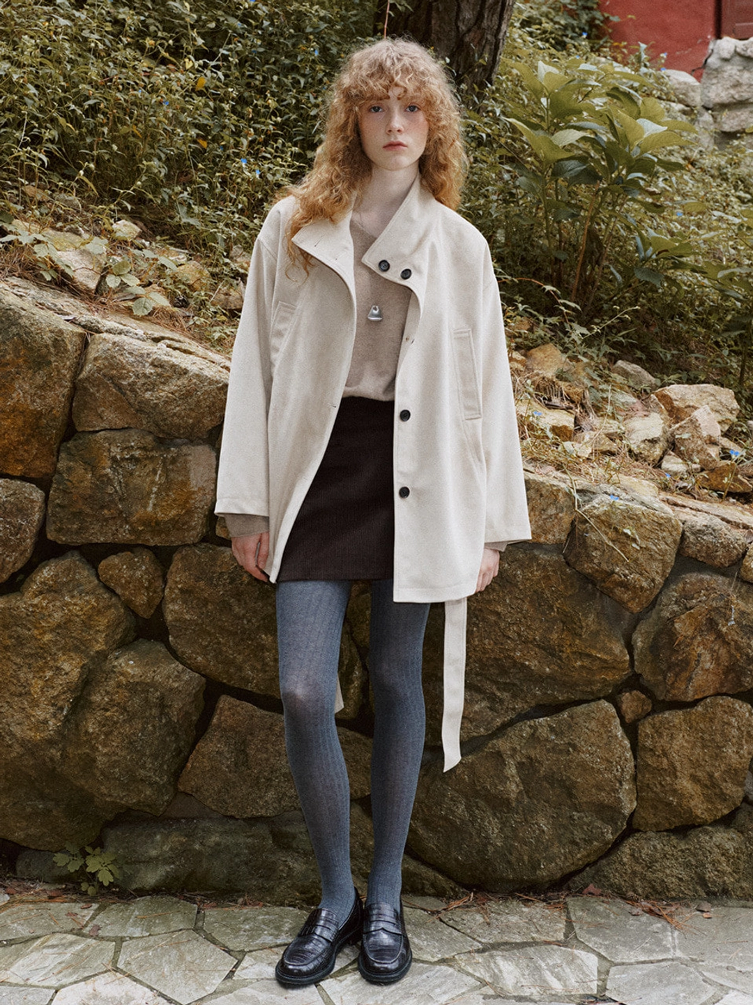 노운베러 Low waisted suede high-jacket [KNFW07JK01]_Beige 상품 이미지 1