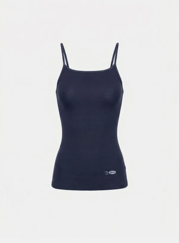 [w-tnk26-008] BS Cotton Jersey String Tank - Navy