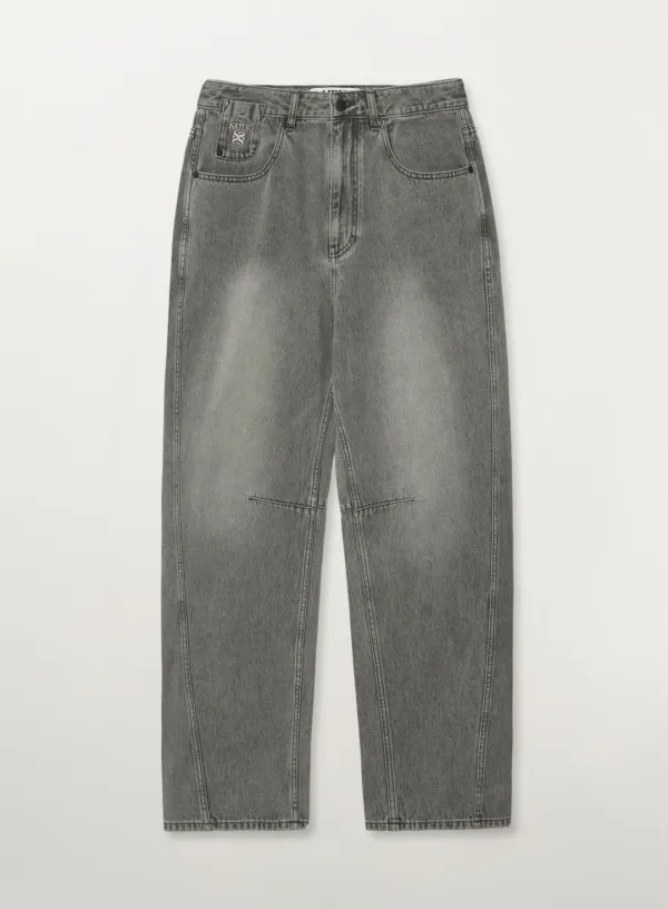 Round Color Denim Pants - Khaki