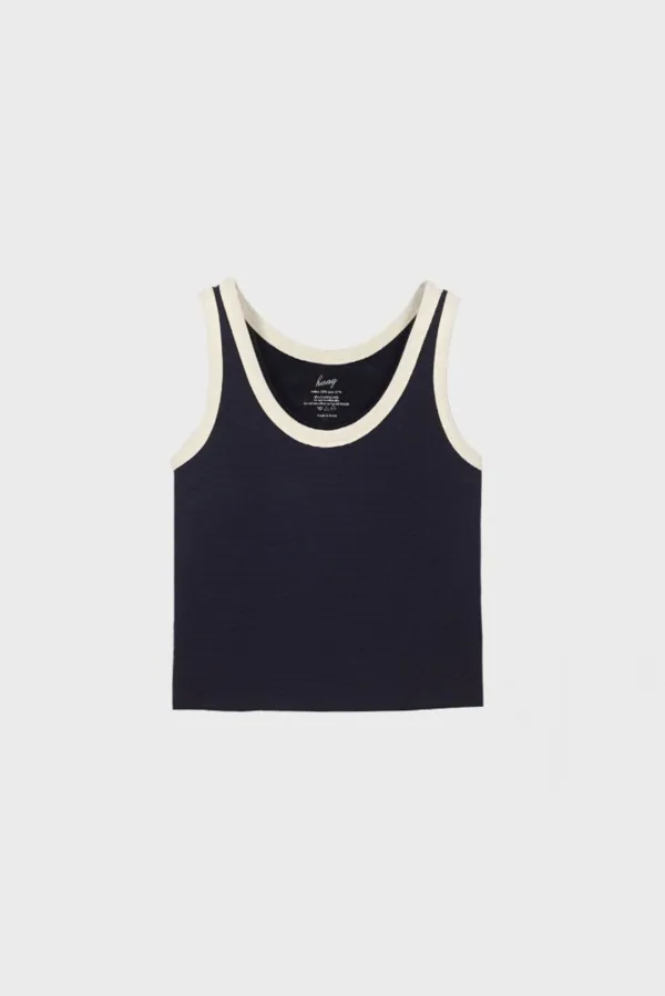 4th) a waffle sleeveless (navy)