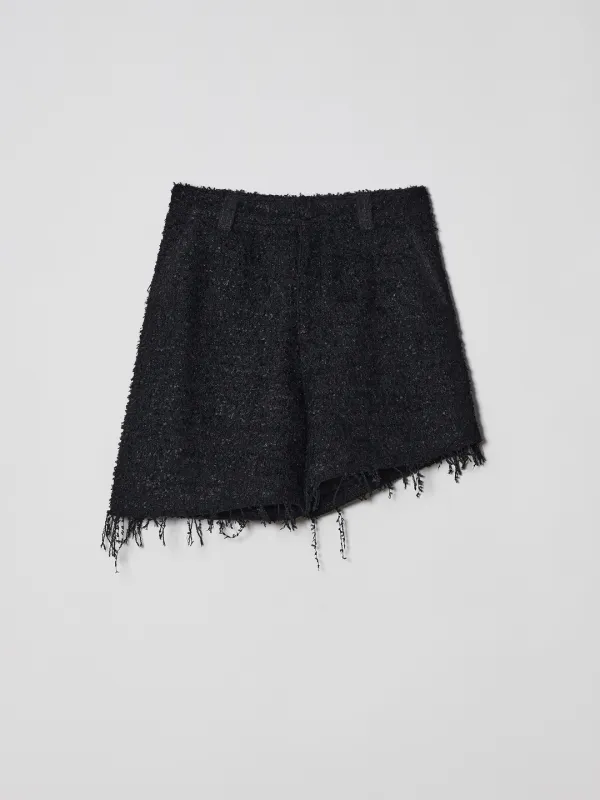 TWEED OBLIQUE SHORTS [BLACK]