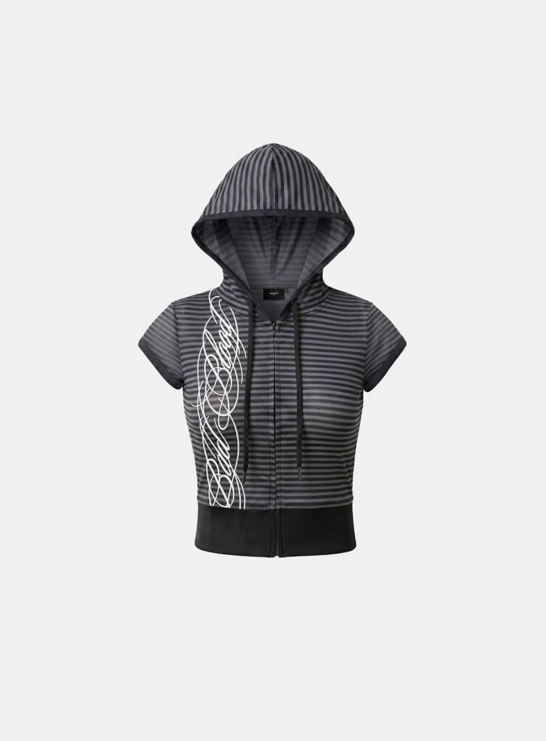 배드블러드 [6/23 발송] [AQUA] [w-hde26-044] 다크 클래식2 1/2 후드 집업 - 블랙 스트라이프 상품 이미지 1