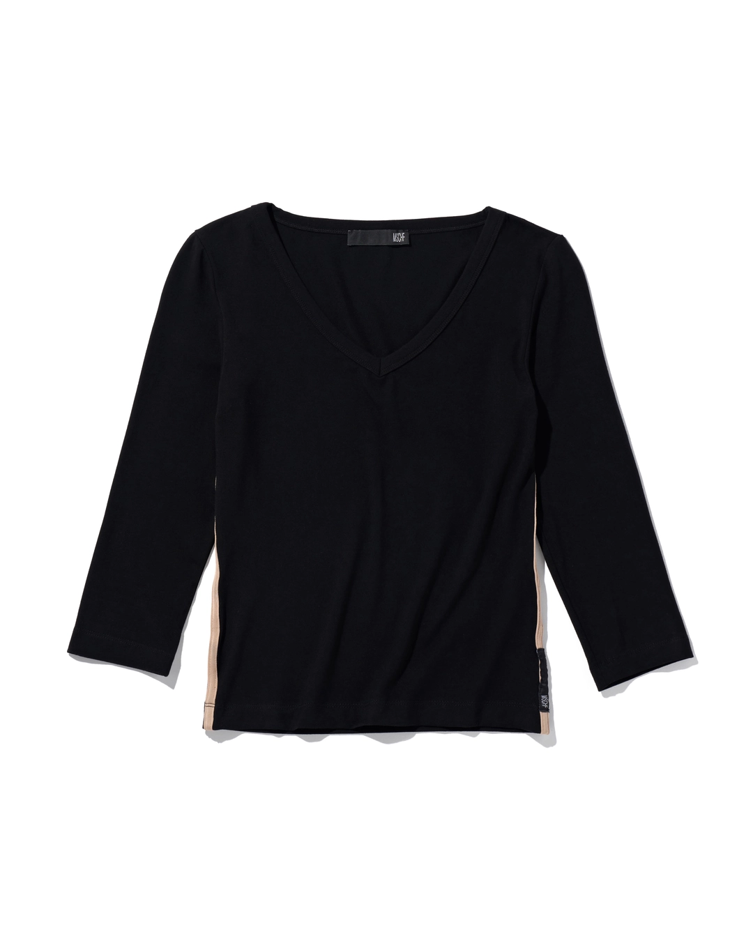 미스치프 ESSENTIAL V-NECK 3-QUARTER TOP_BLACK 상품 이미지 1