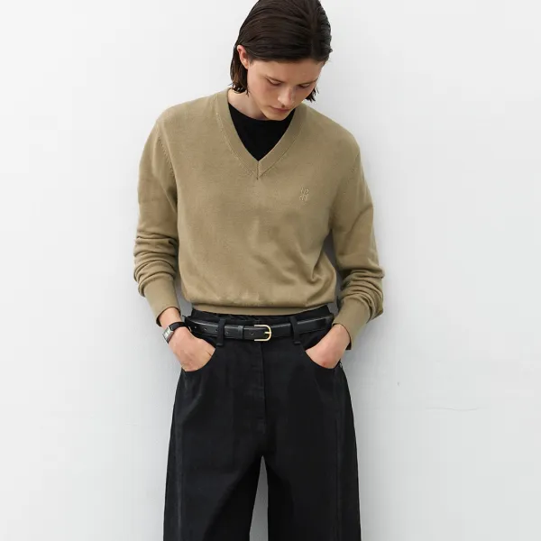 (Z-T-6923)ESSENTIAL WOOL V-NECK KNIT