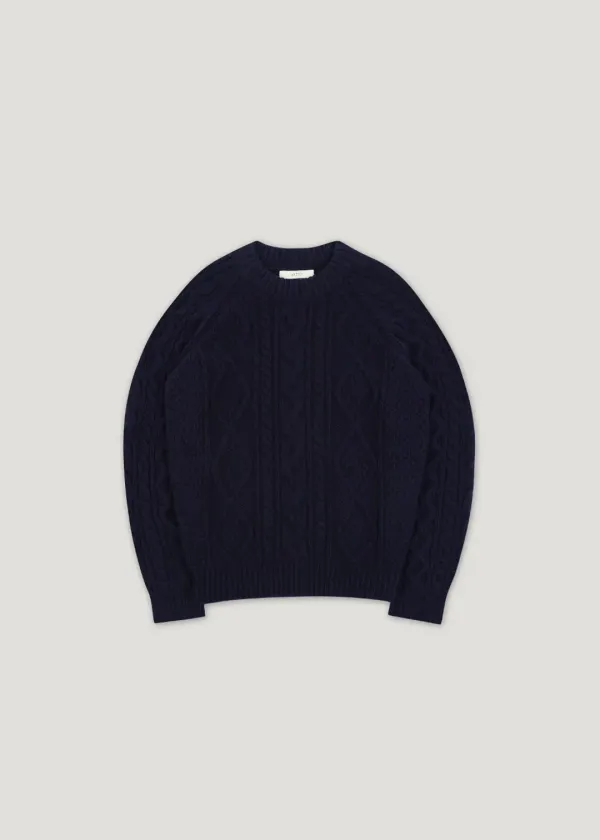 [7th] Cozy Wool Cable Knit_Navy