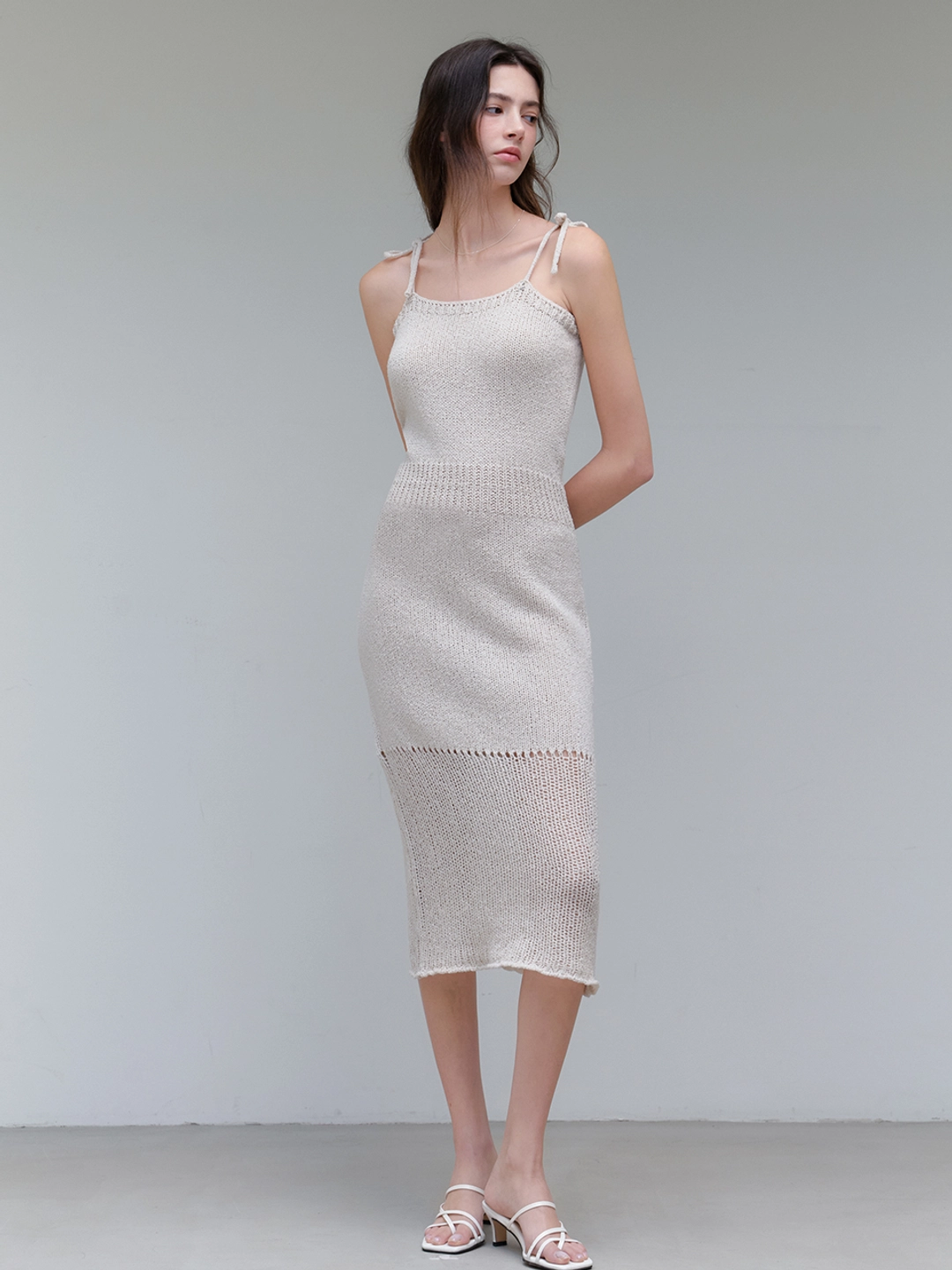 아워코모스 comos 1173 linen blend transform sleeveless knit dress (light beige) 상품 이미지 2