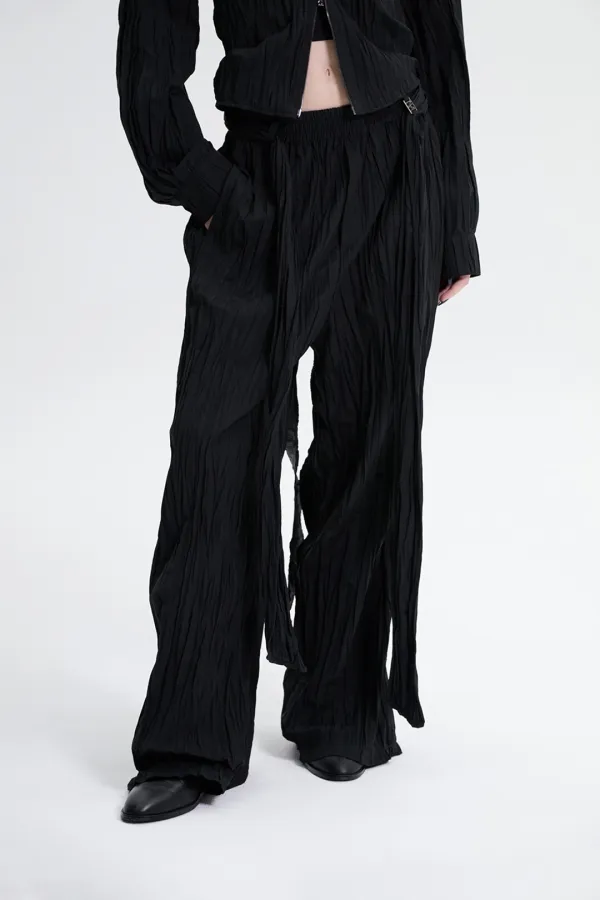 Crinkle Easy Set-up Pants [ Black ]