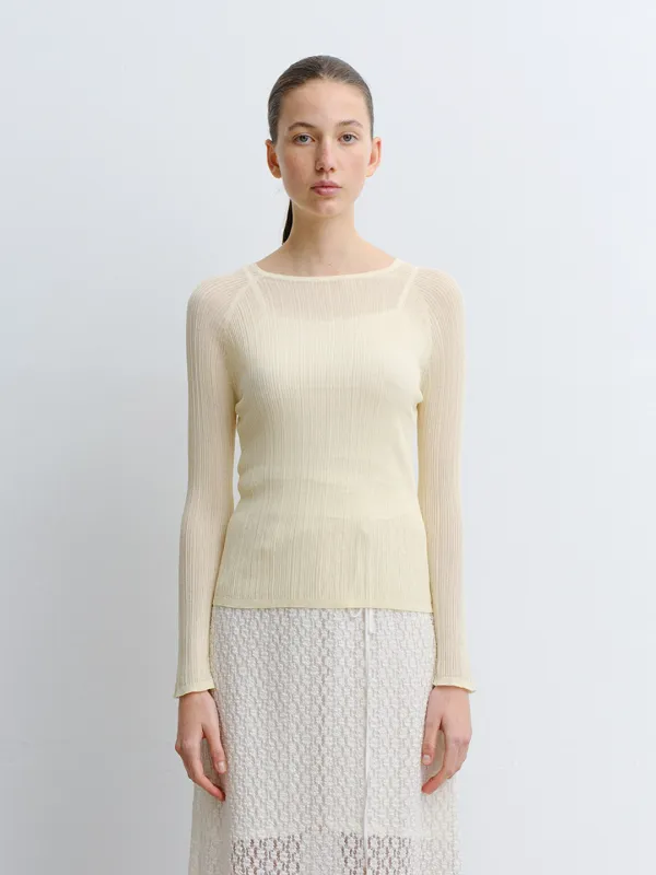 TVR RIBBED SILK KNIT TOP_Y-BEIGE