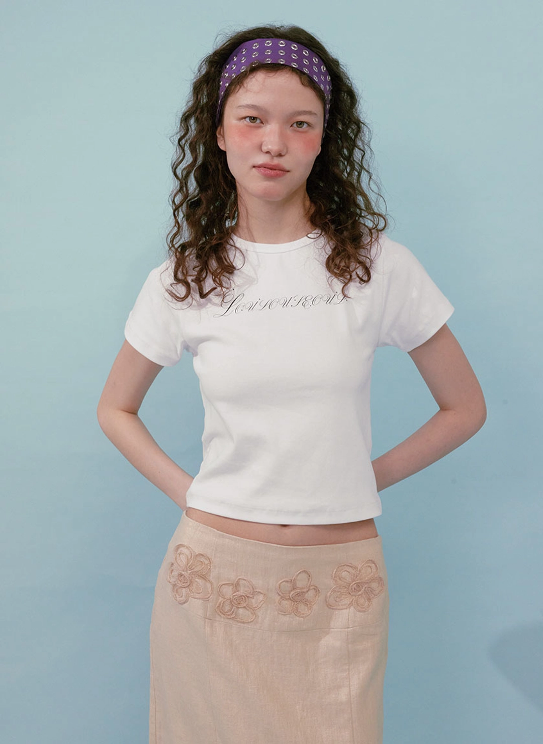 루루서울 Shiny Flower Skirt (Beige) 상품 이미지 2