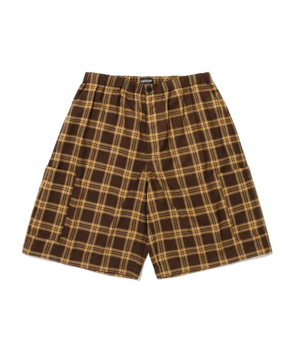 check parachute cargo shorts[brown]