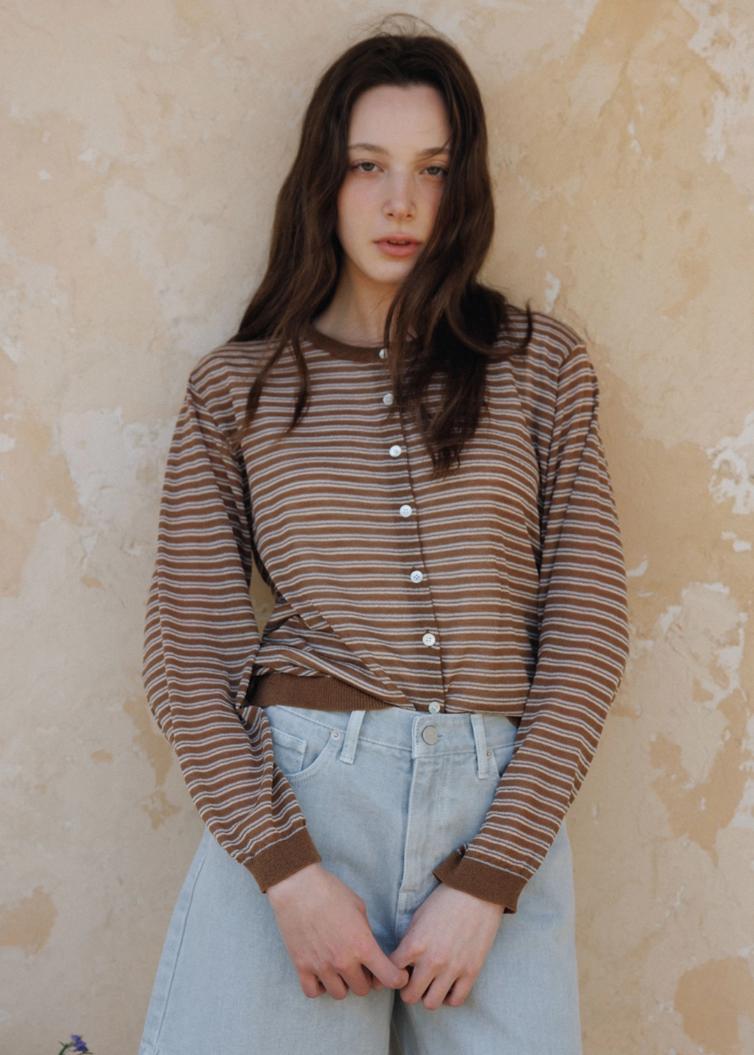 더라이 Sheer Round Cardigan(Camel Brown) 상품 이미지 2