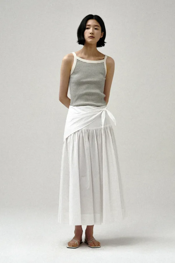 MASI SCARF SET FLARE LONG SKIRT_IVORY