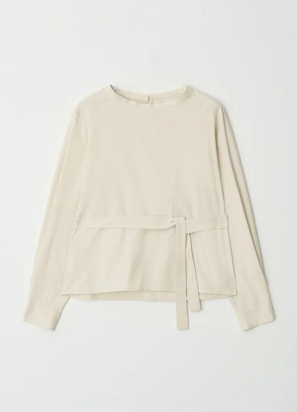 Balloon sleeves belt blouse_IVORY