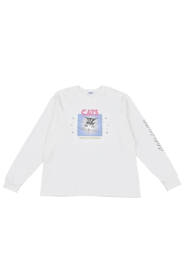 [3RD] CAT LONG SLEEVE T-SHIRT - WHITE