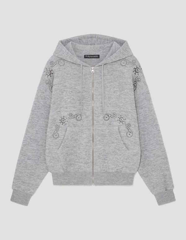 ORNAMENT STUDDED HOODIE_ONZI_EDITION, GRAY