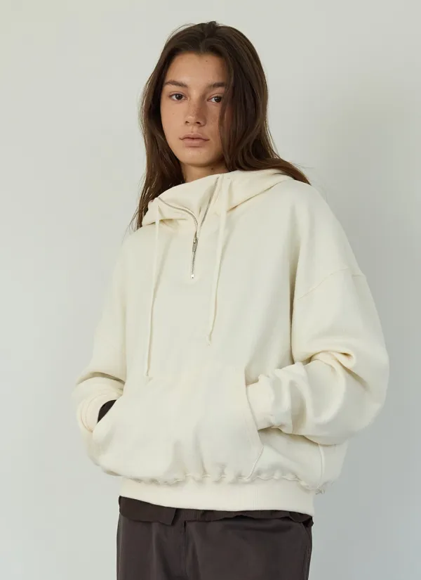 Sierra Half Neck Hoodie (Cream)