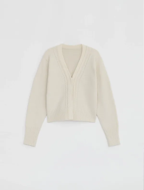 HAIRY V NECK CARDIGAN [IVORY]