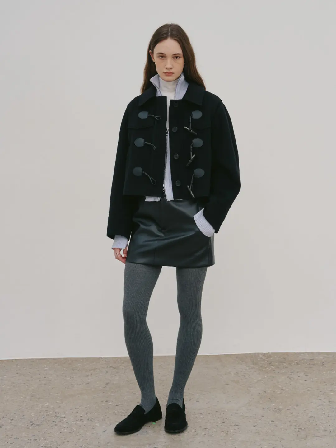 뮤제 [3rd] ZAHA Short Duffle Cashmere Handmade Coat_Black 상품 이미지 2