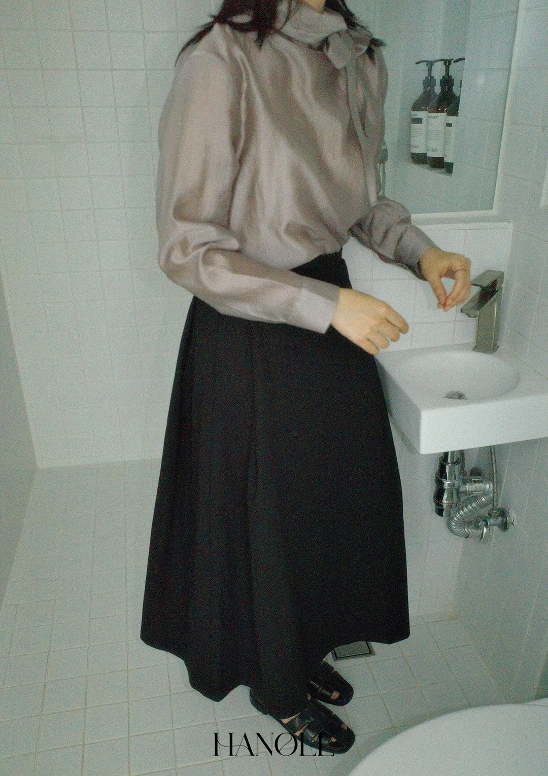 한올 Pintuck Skirt (Black) 상품 이미지 2
