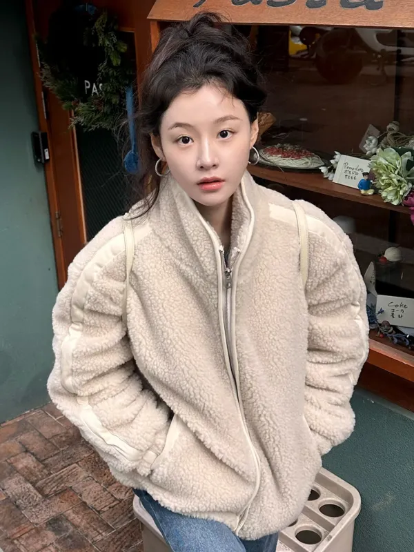 LINE FLEECE JUMPER - BEIGE