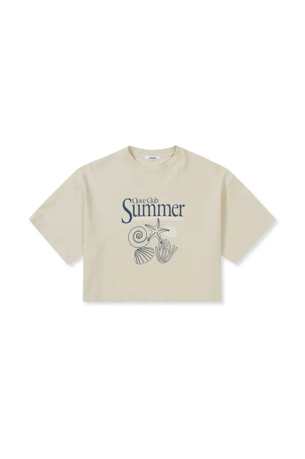 [25SS clove] Summer Graphic Short T-Shirt (Beige)