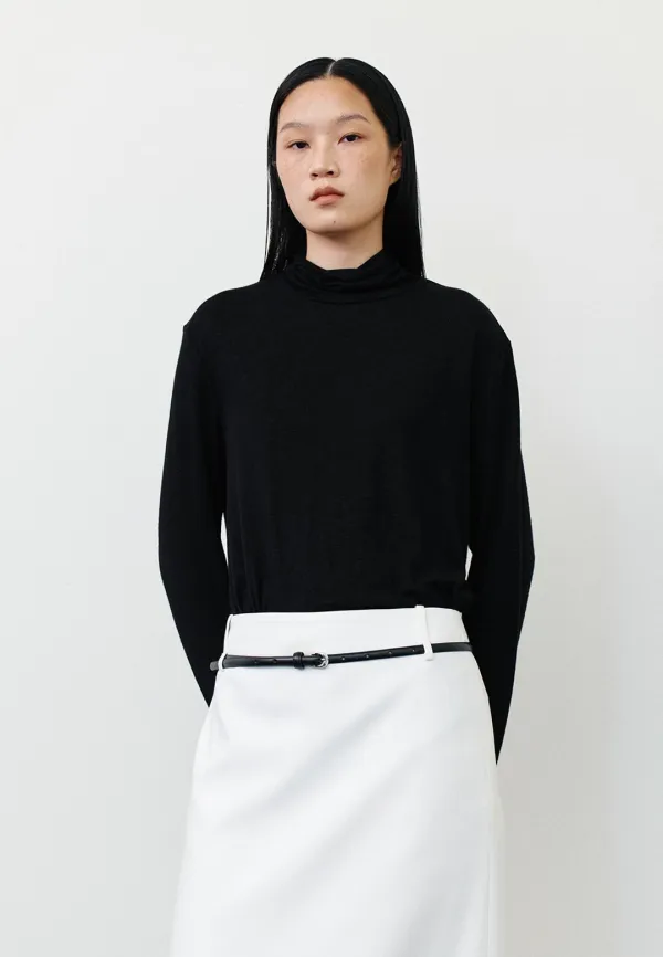 ROLL TURTLE NECK T-SHIRTS - BLACK