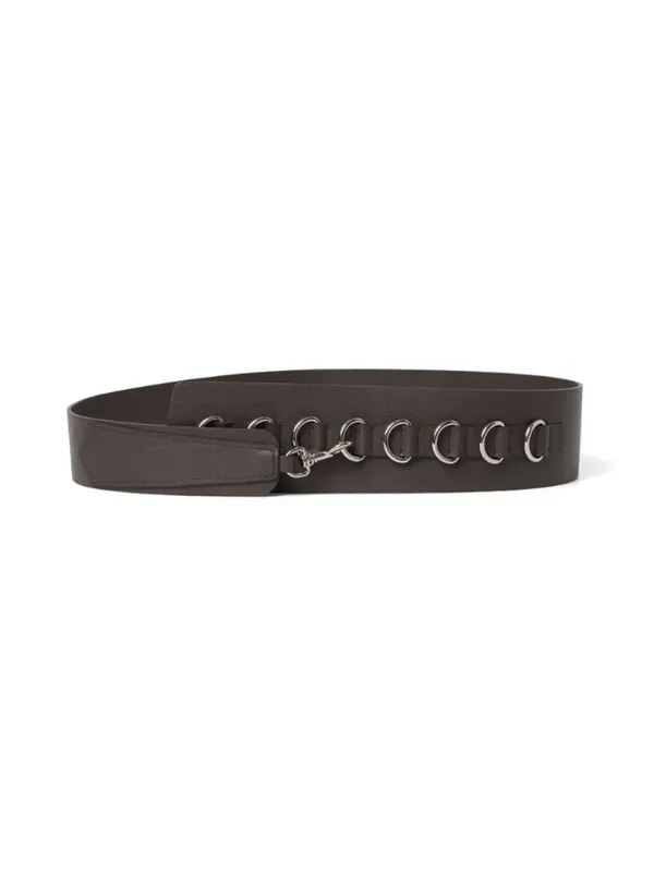 Buckle Chain Leather Belt [Brown]