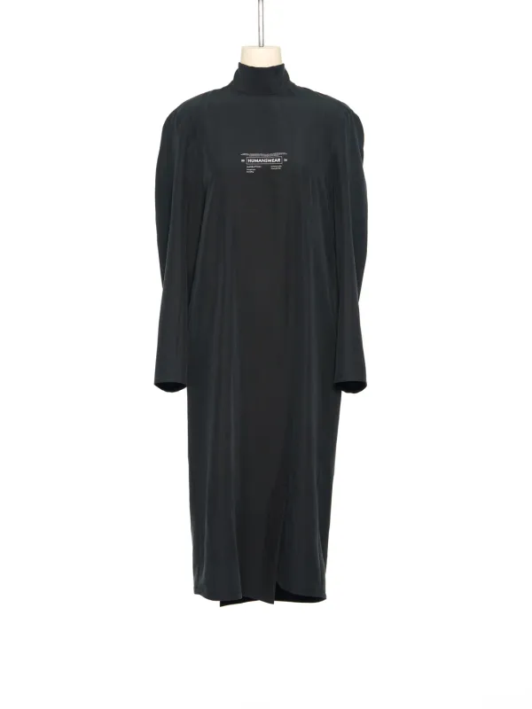 PS26 BLACK ADJUSTABLE TIE NECK DRESS