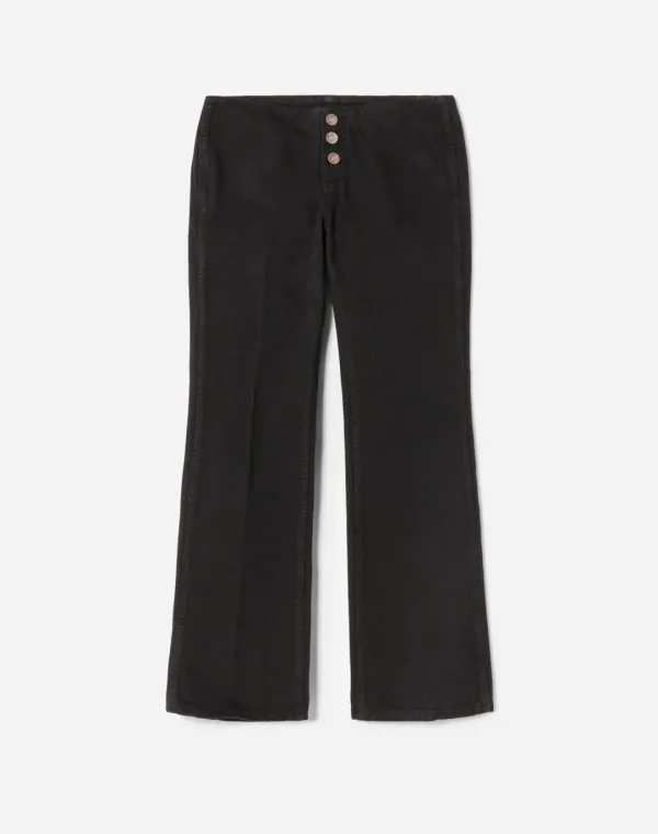 Button Front Crop Boot - Black
