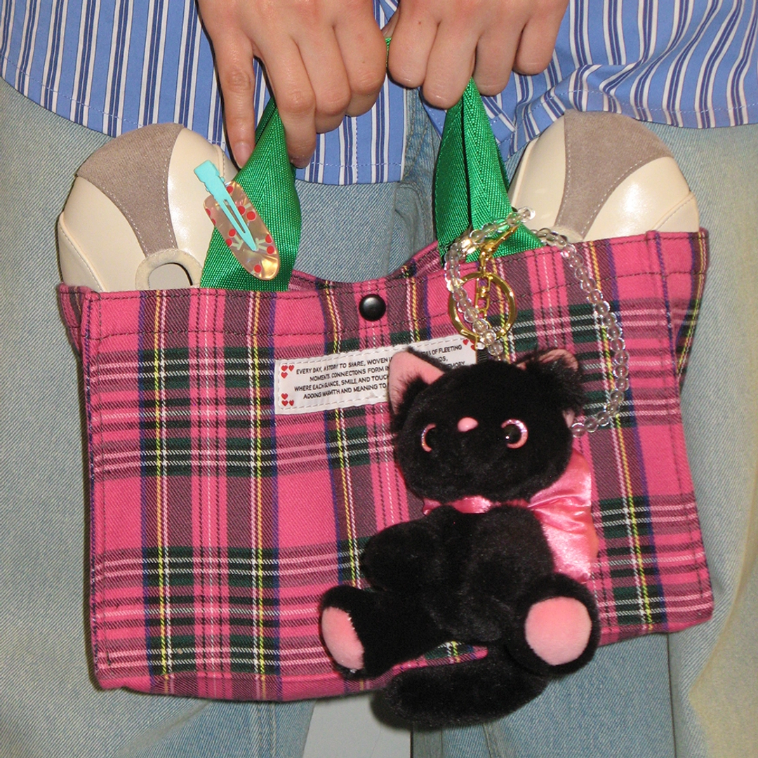 론론 PETIT SQUARE MINI TOTE BAG PINK CHECK 상품 이미지 2