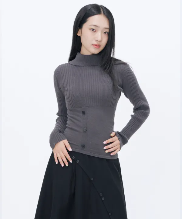 [10월 19일 발매] Back placket knit CHARCOAL
