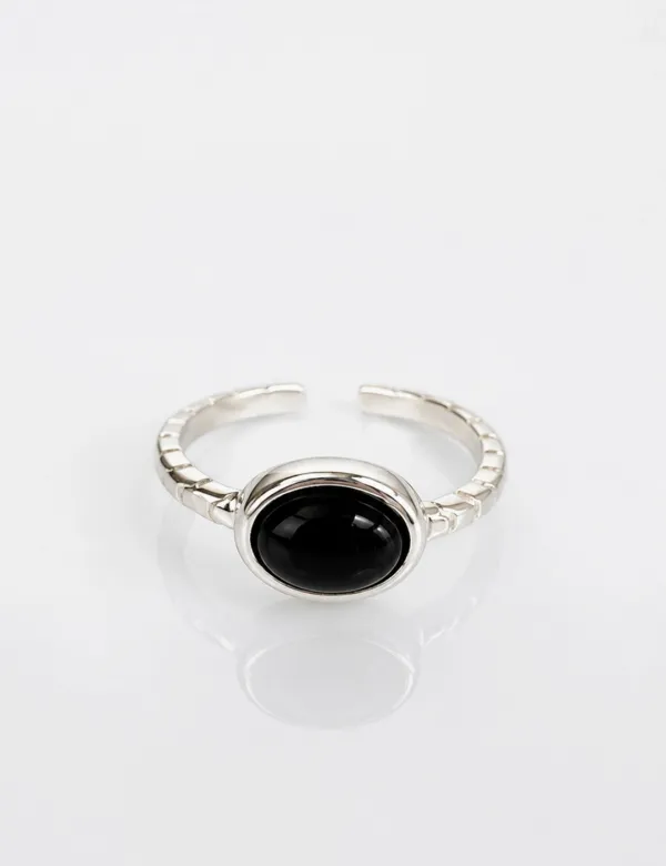Black Oval Stone Ring