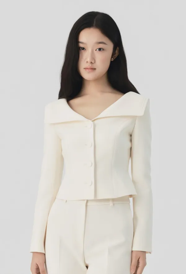 Sienna Sailor Collar Jacket (Cream)