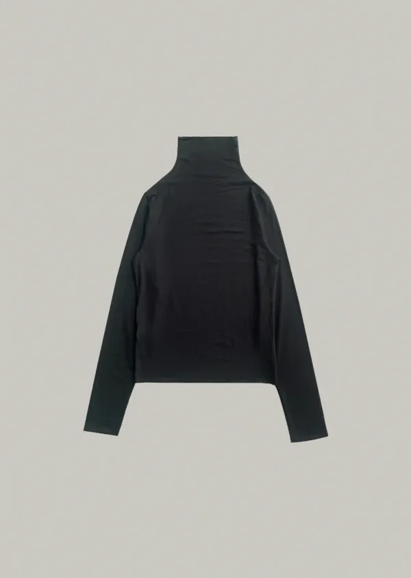 sheer shirring turtle neck tee