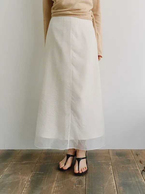 [ L 예약배송 : 6/8] TIS FLORAL SHEER OVERLAY SKIRT_IVORY