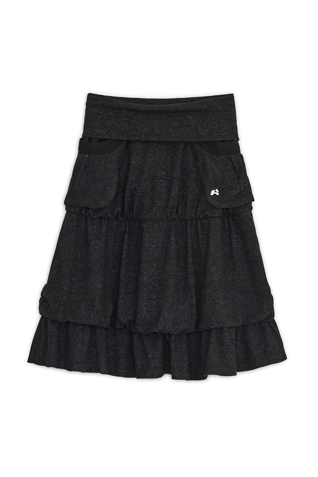 허그유어스킨 Big pocket flayered midi skirt (Black) 상품 이미지 1