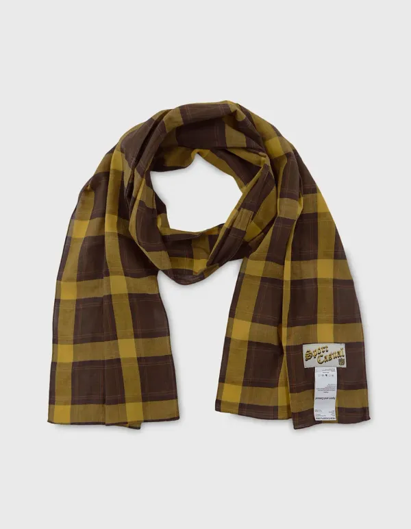 WASHED CHECK MUFFLER / Yellow-Brown