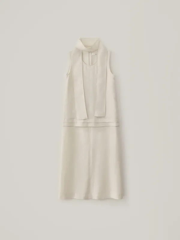 Summer Wool Scarf Dress - Cream