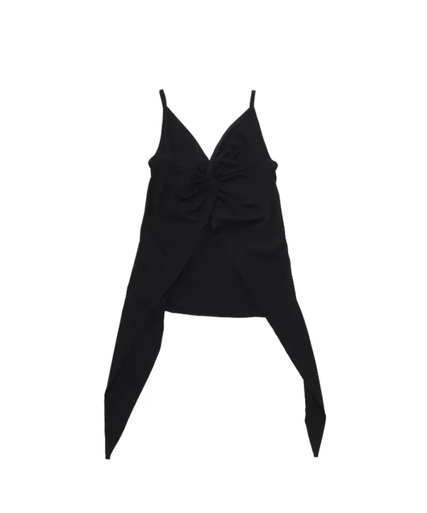 TWISTED SLIT SLEEVELESS TOP BLACK