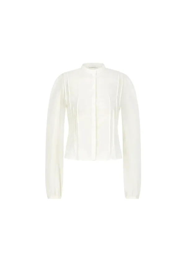 Pintuck Slim Shirt, Ivory