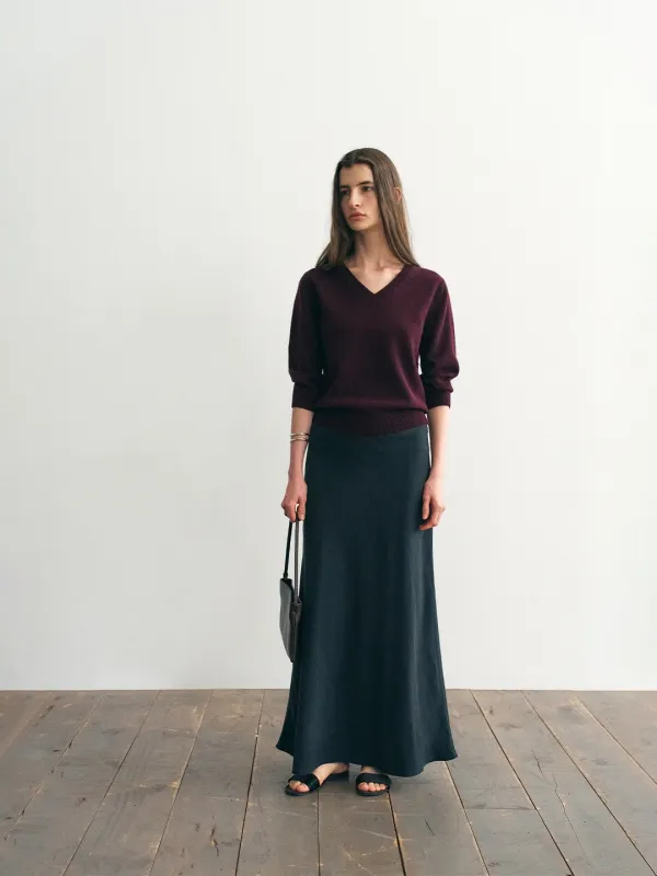 [2nd] Fluid Long Skirt_Black