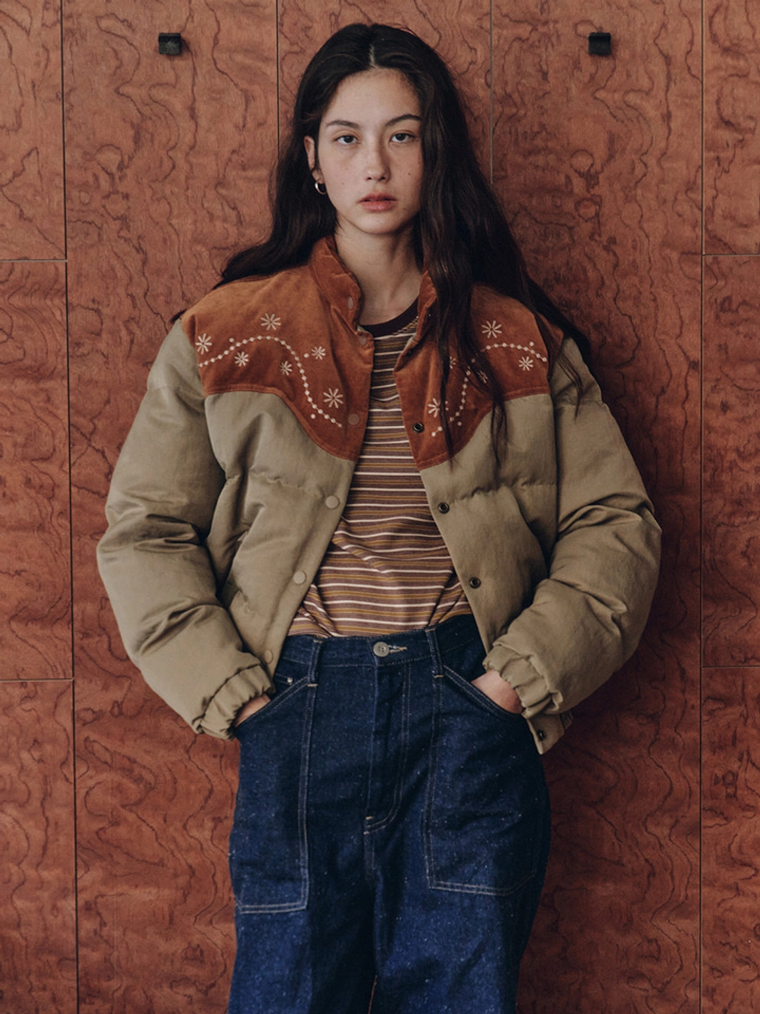 프리터 Western Puffer Jacket Beige_F254JP06 상품 이미지 1