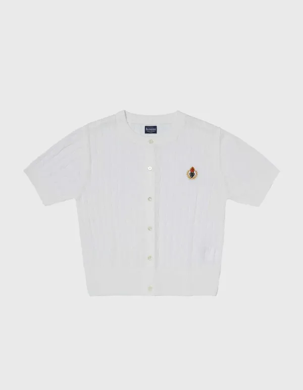 CREST CABLE HALF-SLEEVE (W) / Ivory