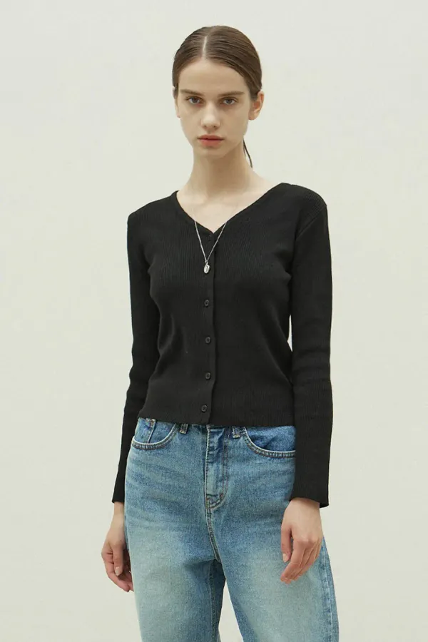 Slim v-neck cardigan_black