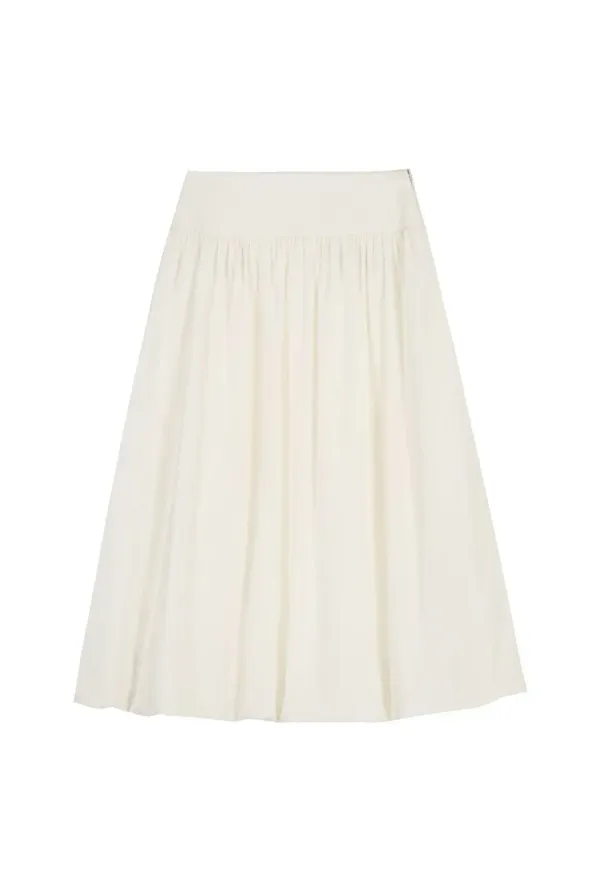 SHIRRING VOLUME SKIRT (WHITE)