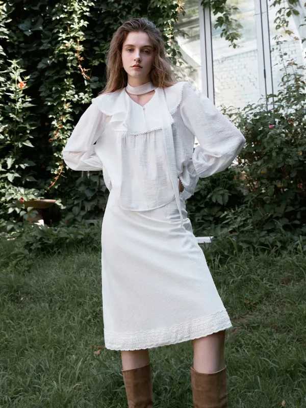SIENA vintage jacquard skirt_ivory